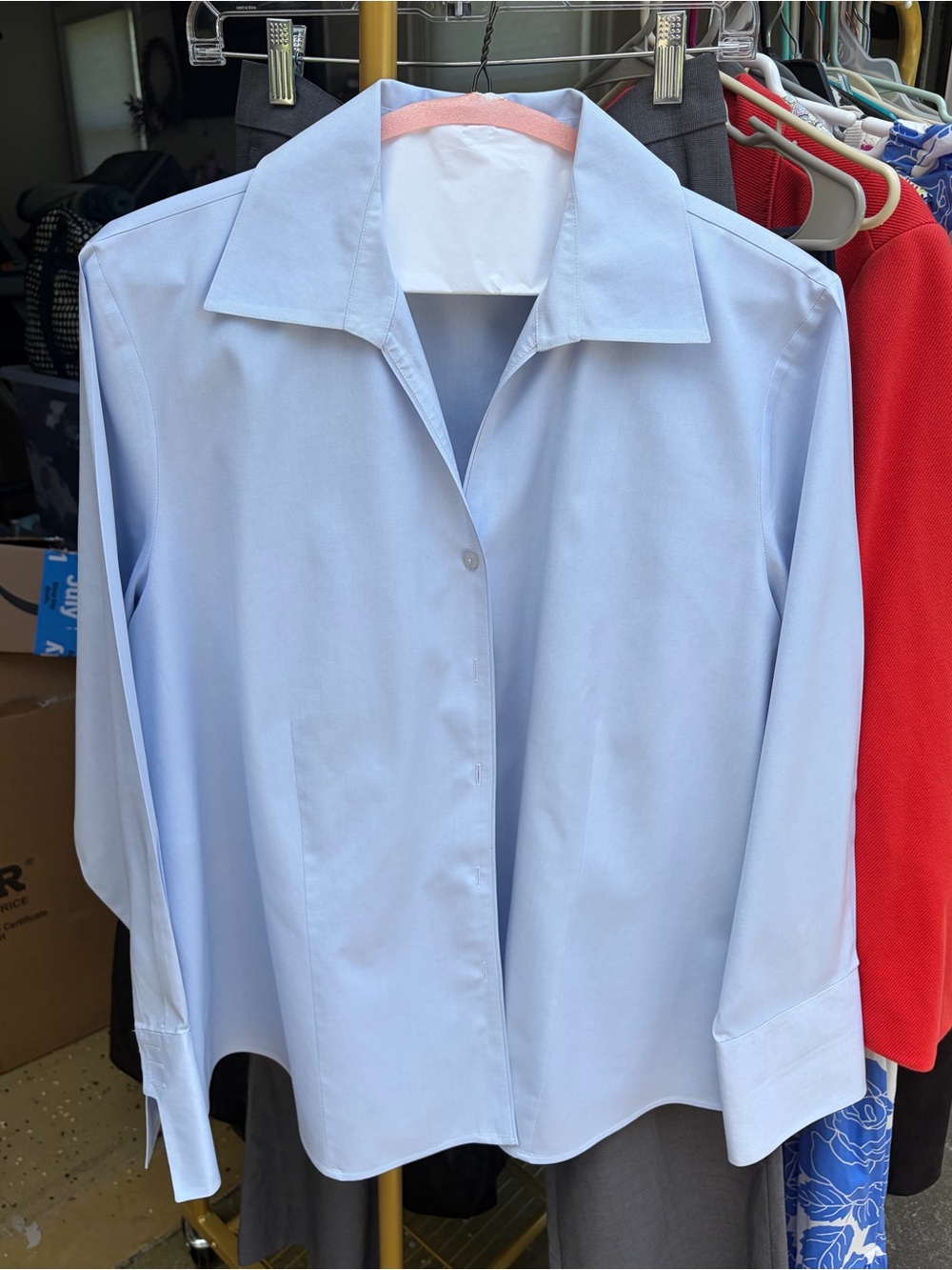 Women’s Light Blue Classic Button-Front Dress Shirt